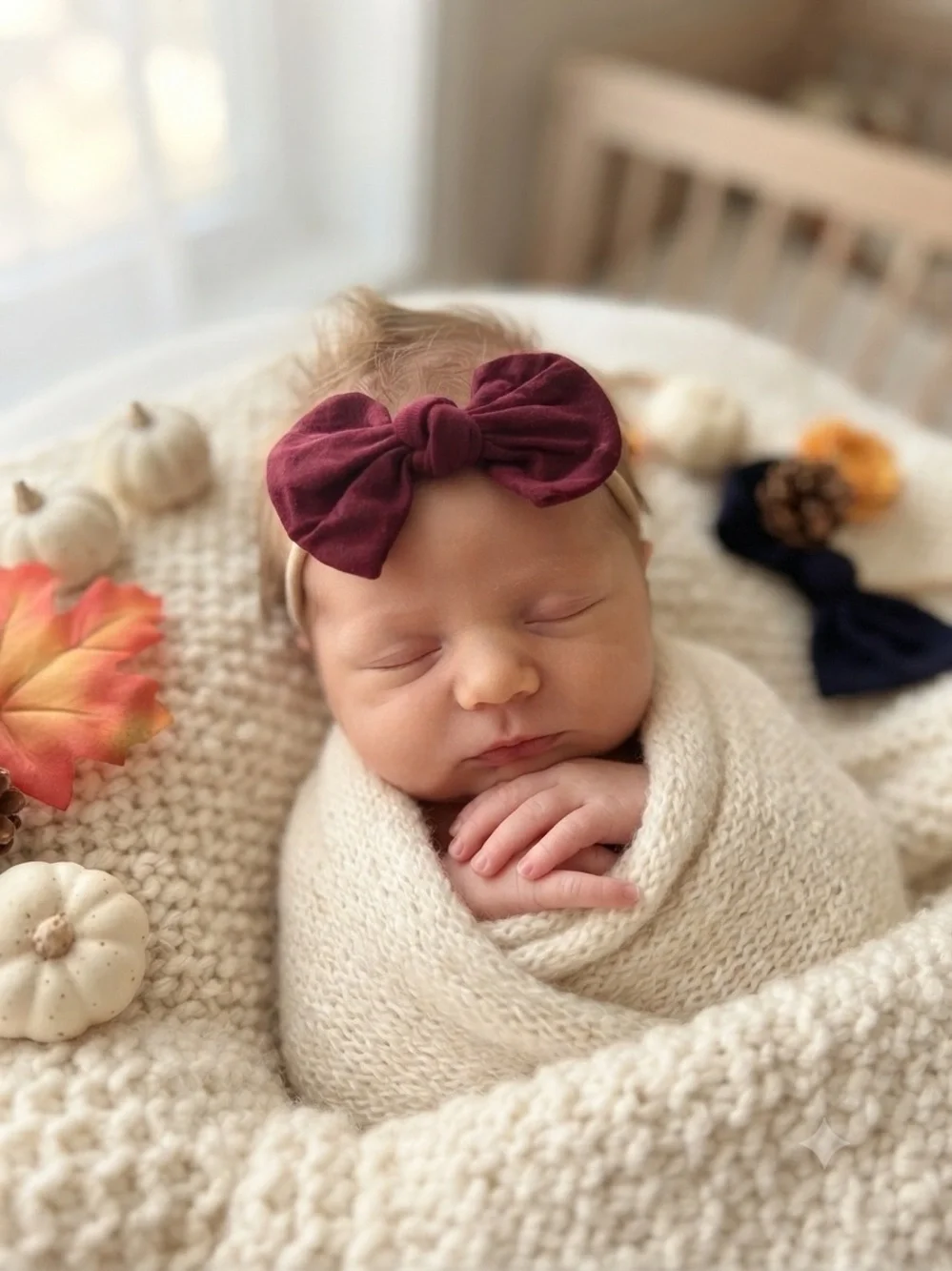 Baby Girl The 3-Piece Autumn Bundle Nylon Handmade Knotted headband